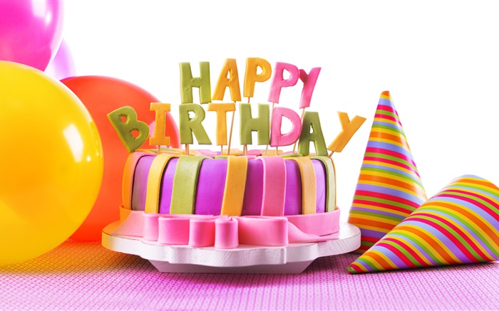С Днем Рождения торт, украшение, сладкая пища, воздушные шары обои,s изображение