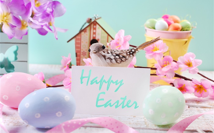 С Пасхой, цветы, яйца, украшения, весна обои,s изображение