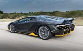 Lamborghini Сентенарио черный скорость суперкара