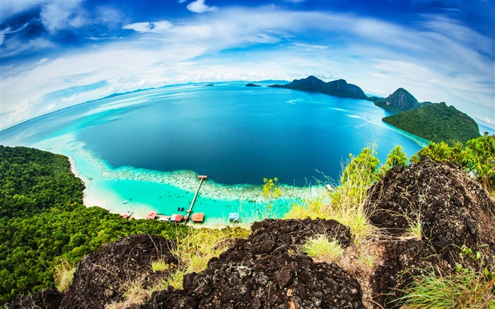 Малайзия, Bohey Dulang остров, тропики море, побережье, пляж обои,s изображение
