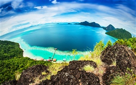 Малайзия, Bohey Dulang остров, тропики море, побережье, пляж HD обои
