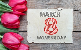 8 марта Международный женский день, красные тюльпаны цветы HD обои