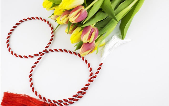 8 марта, Международный женский день, тюльпаны, лента обои,s изображение