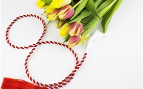 8 марта, Международный женский день, тюльпаны, лента HD обои