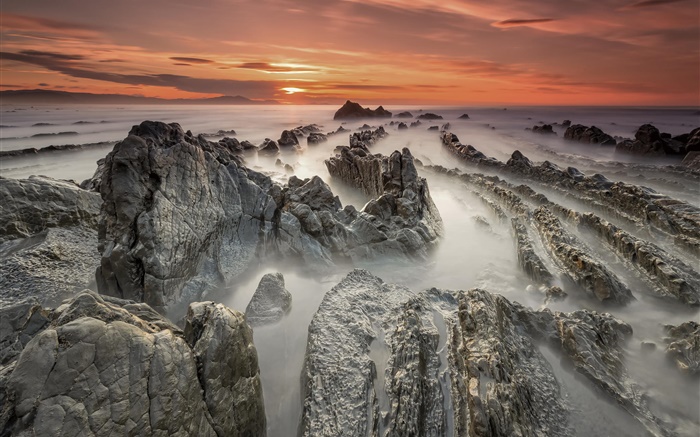 Море, побережье, скалы, рассвет обои,s изображение