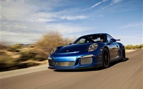Porsche 911 GT3 скорость синий суперкар HD обои