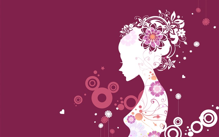 Фиолетовый фон, вектор девочка, креативный дизайн обои,s изображение