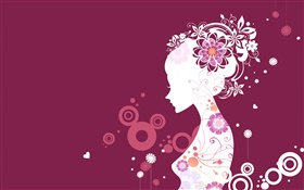 Фиолетовый фон, вектор девочка, креативный дизайн HD обои