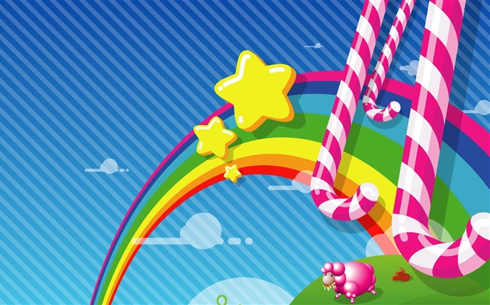 Радуга, звезды, конфеты, векторные картинки обои,s изображение