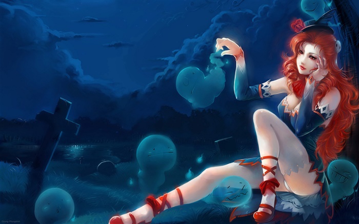 Красные волосы девушка фантазии и душа обои,s изображение