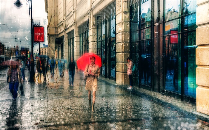 Санкт-Петербург, девушка, зонт, дождь, улица, люди обои,s изображение