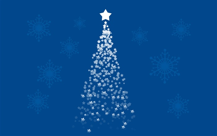 Звезды Рождественская елка, синий фон, художественные фотографии обои,s изображение
