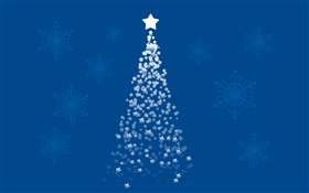 Звезды Рождественская елка, синий фон, художественные фотографии HD обои