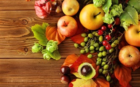 Натюрморт, урожай, фрукты, яблоки, ягоды, осень HD обои