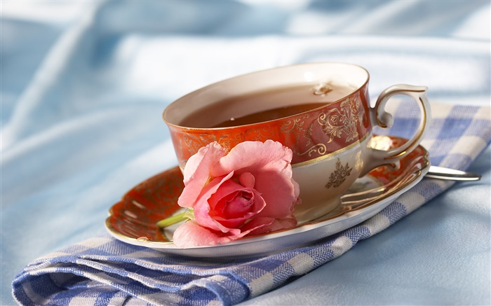 Чай, чашка, напитки, розовые розы обои,s изображение