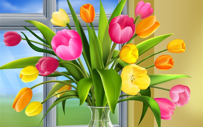 Тюльпаны, цветы, цветы, вазы, художественные фотографии обои,s изображение
