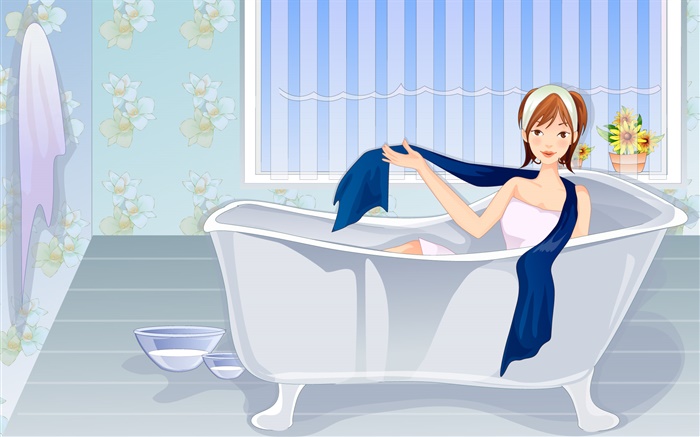 Вектор девушка готова к ванне обои,s изображение