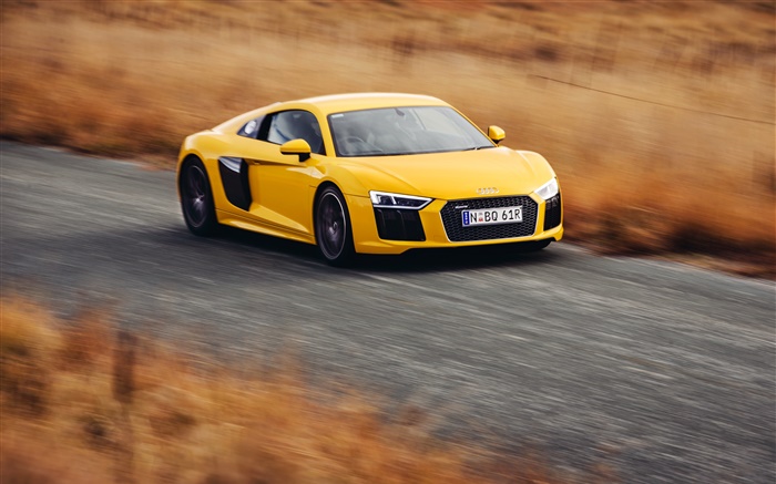 Audi R8 V10 желтый суперкар высокая скорость обои,s изображение