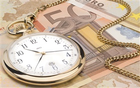 Часы и валюты евро HD обои