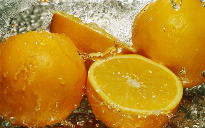 Свежие фрукты, лимон, вода, капли обои,s изображение