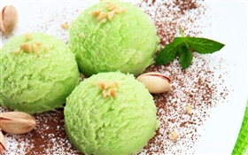Зеленый цвет мороженое, орехи, сладкая пища HD обои