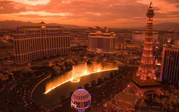 Лас-Вегас, город, фонтан, свет, башни, дома обои,s изображение