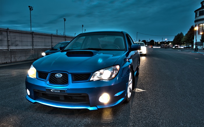 Subaru синий автомобиль вечером обои,s изображение