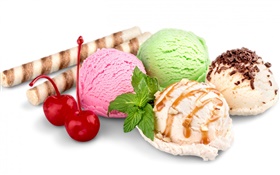 Летние сладкие продукты питания, мороженое шары HD обои