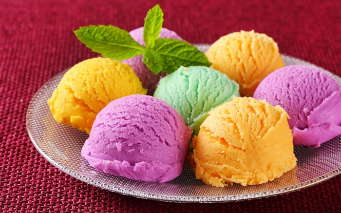 Сладкая пища, мороженое шары, десерт, красочные цветы обои,s изображение