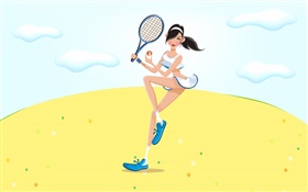 Вектор девушка играет в теннис HD обои
