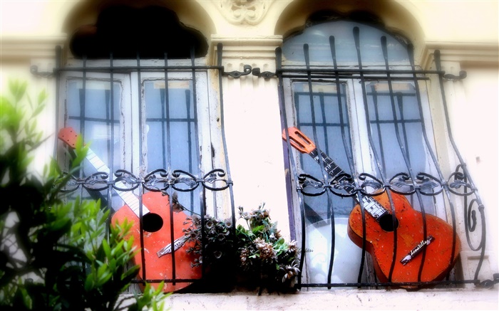 Окна, балкон, гитара обои,s изображение