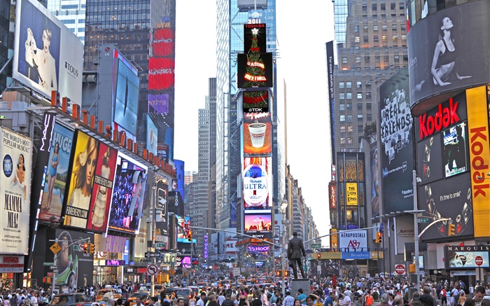 Нью-Йорк, Таймс-сквер, небоскребы, улицы, люди обои,s изображение