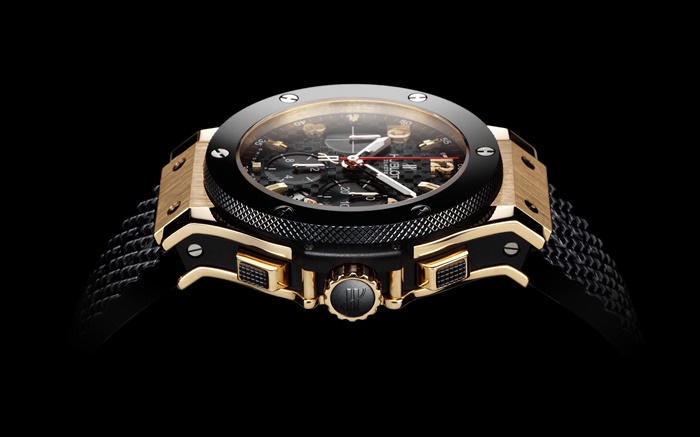 Hublot, швейцарские часы вид сбоку, черный фон обои,s изображение