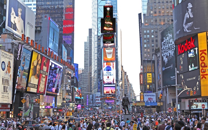 Нью-Йорк, Таймс-сквер, небоскребы, улицы, люди, США обои,s изображение