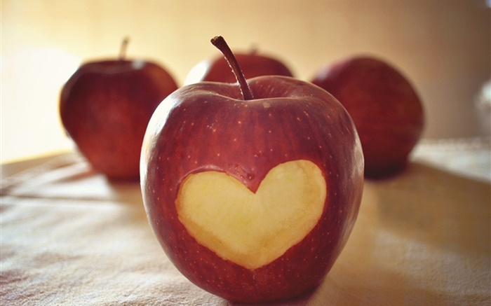 Красное яблоко, сердце любовь обои,s изображение