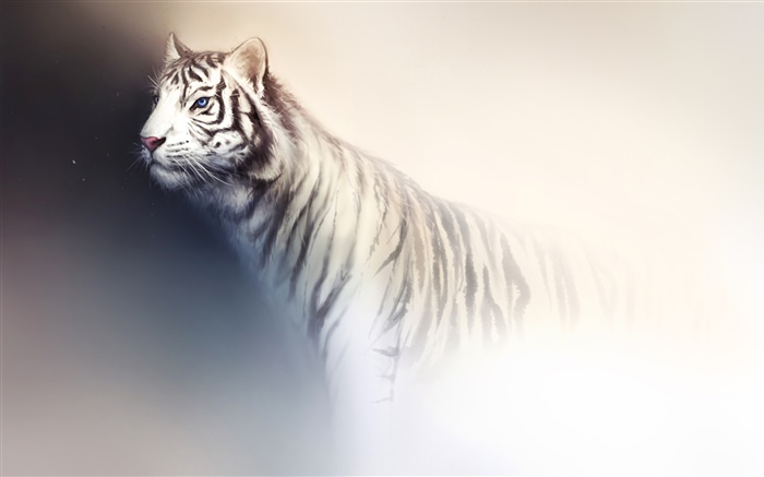 Белый тигр акварель обои,s изображение
