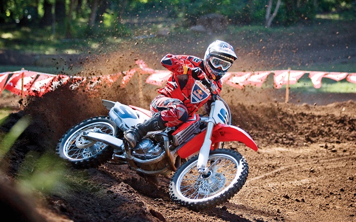 Мотоцикл Honda, гонки, всадник красного платья обои,s изображение