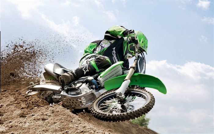 Kawasaki мотоцикл, гонки, грязь обои,s изображение