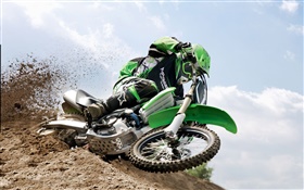 Kawasaki мотоцикл, гонки, грязь HD обои