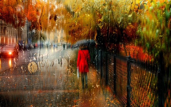 Дождь, город, люди, вода, зонтик обои,s изображение