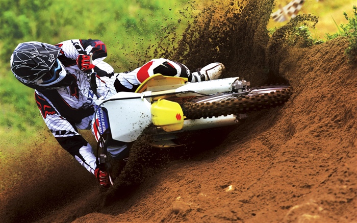 Suzuki мотоцикл гонки, грязь, дрейф обои,s изображение