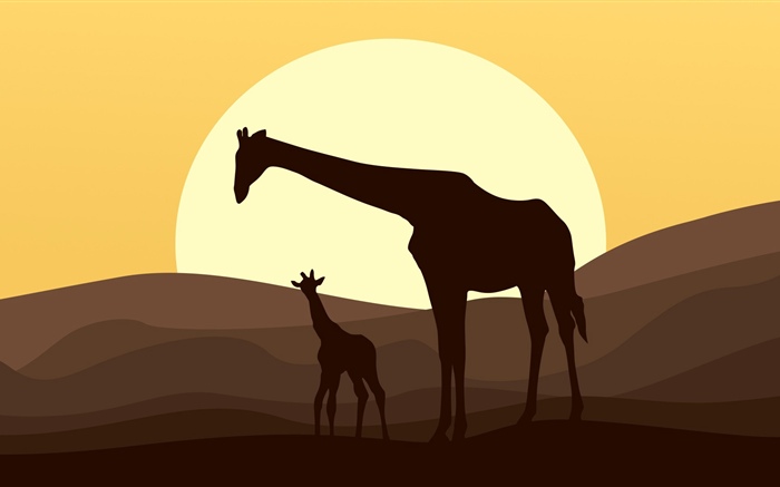 Вектор, силуэт, жираф обои,s изображение