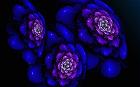 Абстрактные синие цветы, творческие HD обои