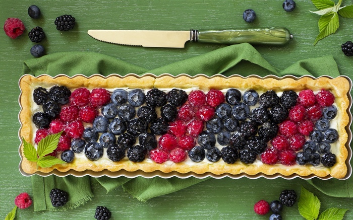Ягоды, торт, пирог, нож обои,s изображение