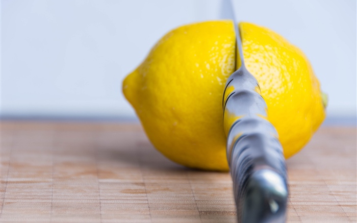 Фрукты, лимон, нож обои,s изображение