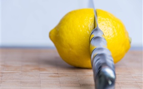 Фрукты, лимон, нож HD обои
