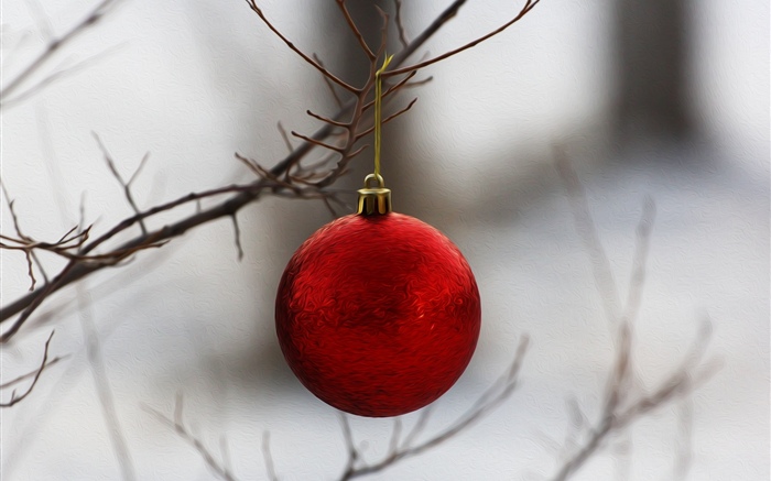 Красный рождественский бал, веточки обои,s изображение
