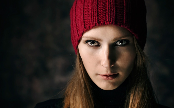 Белокурая девушка, Красная шляпа обои,s изображение