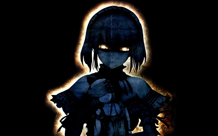 Призрачная аниме девушка, черный фон обои,s изображение