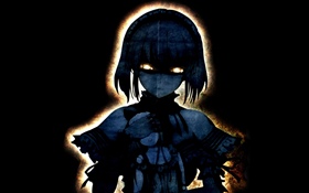 Призрачная аниме девушка, черный фон HD обои
